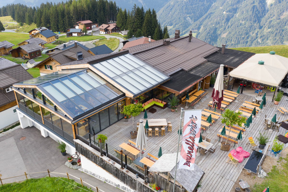 Die Skihütte Brunellawirt in Voralberg Außenansicht Skihütte Brunellawirt